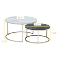 thumbnail image 5 of Modern Round Nesting Coffee Table Set with 31.5 in Two Tone Faux Marble Top and Gold Metal Legs Accent Wooden Stacking Side Tea Table for Living Room, 5 of 5
