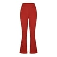 thumbnail image 4 of Odbmxy Knit Leggings for Women Flare-Leg Yoga Pants for Women Plus Size Pockets Long Red Dressy Solid Jegging Slim Pants,3XL, 4 of 6
