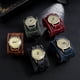 thumbnail image 4 of Reloj de pulsera de piel de vaca tejida antigua retro de joyería europea y americana Reloj de pulsera de cuero ancho punk para hombre, 4 of 6