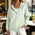 thumbnail image 6 of HOSIA Quarter Zip Hoodie for Women Fall Fashion Must Haves Loose Casual Gym Hooded Sweatshirts Loose Fit Cute Comfy Plain Lounge Plus Size Trendy Fashion Track Jacket with Pockets Green L, 6 of 9