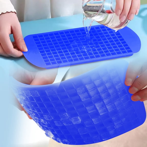 9.45in Silicone Mini Ice Cube Tray 160-Cavity Small Crushed Ice Mold for & Coffee Easy Release Freezer Tray Blue