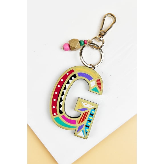2.75" LETTER SHAPED WOOD ALPHABET KEYCHAIN LETTER KEYCHAIN