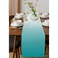 thumbnail image 4 of nqOlkjepod Teal Ombre Table Runner 60 Inches Long Farmhouse Dress Scarves, Turquoise White Gradient Modern Abstract Art Dining Tablerunner for Coffee Table/Kitchen Island/Party Décor, 13" x 60", 4 of 8