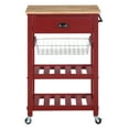 thumbnail image 6 of Hampton Engineered Wood Kitchen Cart With Wood Top and Red Base, 6 of 10