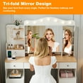 thumbnail image 5 of Alvantor Vanity Desk with Tri-Fold Mirror and LED Lights, Makeup Table for Adults with USB Ports and Drawers, White, 5 of 8