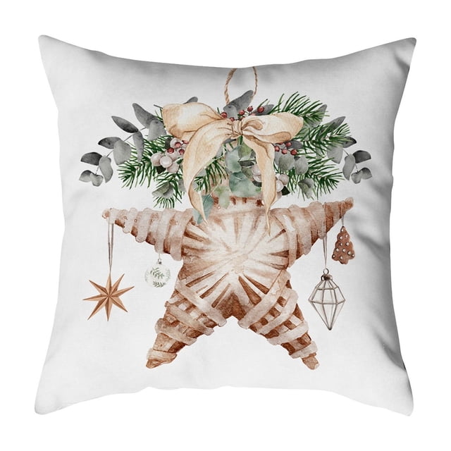 Christmas Pillowcase 18 in x 18 in – Polyester Holiday Decor for Indoor and Outdoor Use – Reusable Zippered Cover with Festive Tree, Wreath, or Bow Design