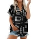thumbnail image 4 of Fiudx Liquidación de Ofertas Flash Blusa Casual de Solapa para Mujer con Estampado de Manga Corta y Botones, 4 of 7