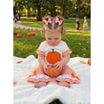 thumbnail image 5 of BemeyourBBs Toddler Baby Girls Halloween Thanksgiving Outfits Infant Baby Girl Summer Fall Clothes Cute Pumpkin Embroidery Ruffled Short Sleeve T Shirt Tops and Flared Pants Set, 5 of 9