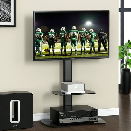 Floor Tv Stand FITUEYES Universal Floor TV Stand with Swivel Mount and Shelves for 32 to 65 Inch TV TT206501GBB ()