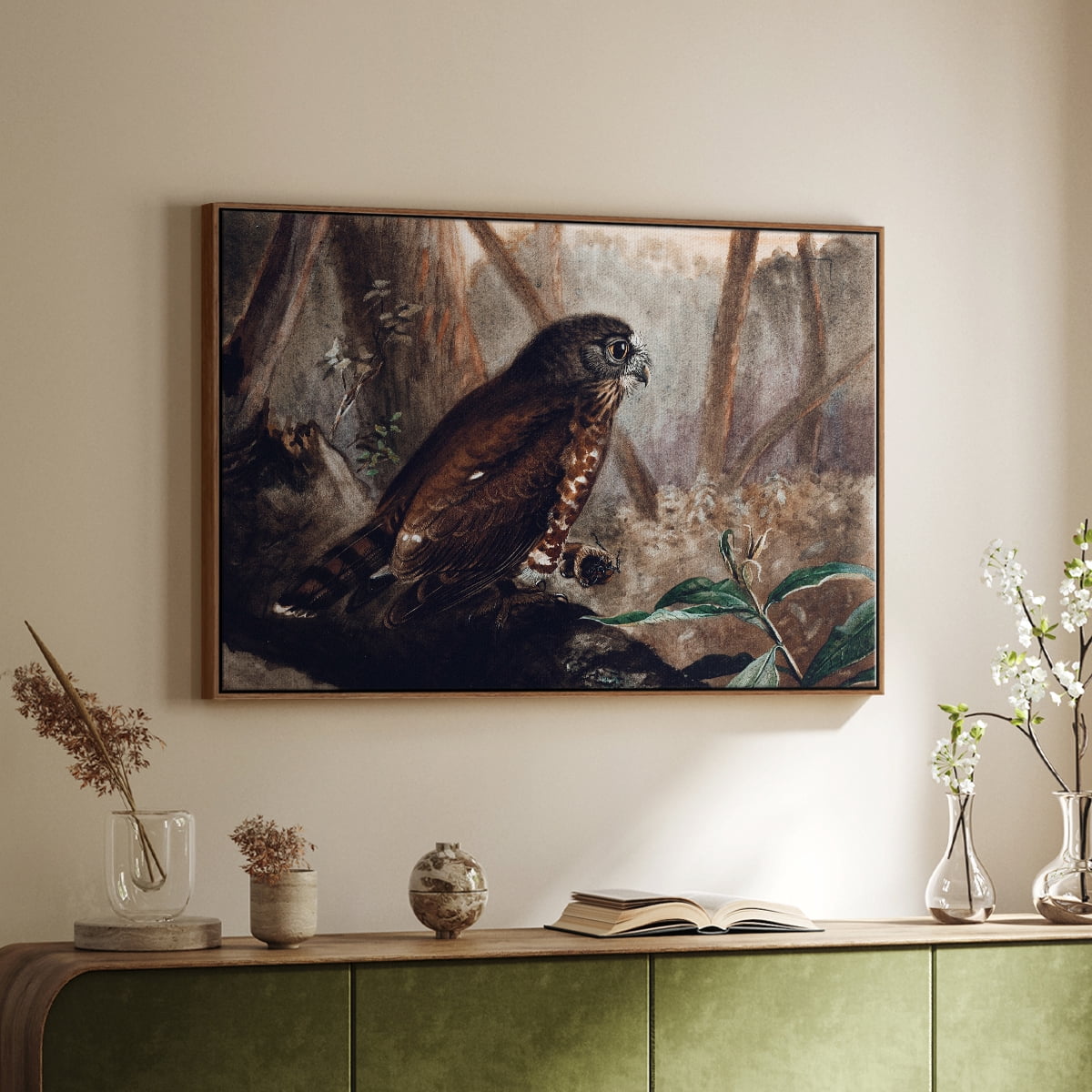 Vintage Animal Print-XVII By Wexford Home Framed in Walnut Wood Gallery Wrapped Canvas 25 in. x 37 in.