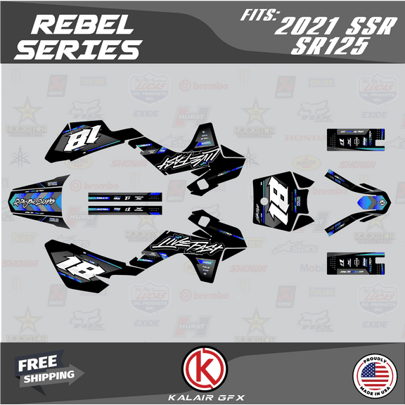 Kalair GFX Graphics Kit for Ssr SR70, SR110, and SR125 (2021 ) (2021 ) Rebel Series
