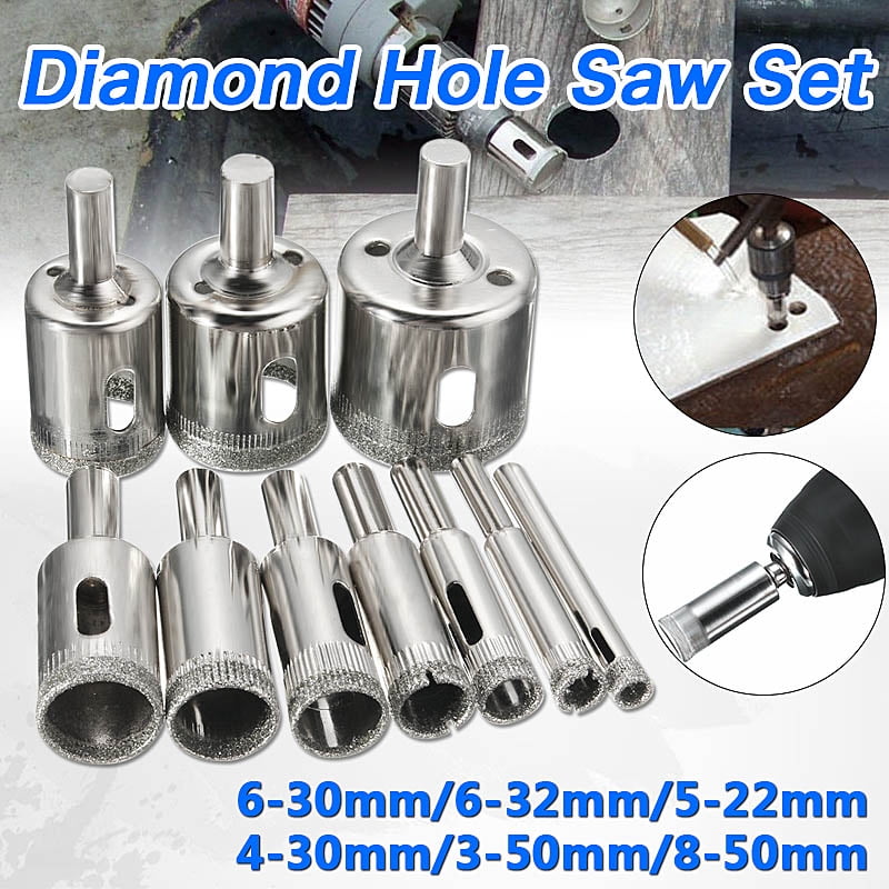 10Pcs Diamond Tool Drill Bit Hole Saw Cutter Glass 6-30mm For Tile Marble Glass 