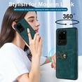 thumbnail image 6 of Fit for Samsung Galaxy S20 Ultra Case Card Pocket 360° Rotatable Ring Holder Kickstand, Shockproof Drop Resistant PU Leather Soft TPU Back Protective Phone Case For Samsung Galaxy S20 Ultra, Blue, 6 of 8