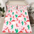 thumbnail image 2 of Feelyou Pink Cowgirl Boot Queen Sheet Sets for Girl, Cartoon Western Cactus Flat Sheet, Kawaii Santa Claus Queen Fitted Sheet, Microfiber Bedroom Decor, 4 Pieces, 2 of 7