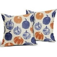 thumbnail image 2 of Blue Orange Pumpkin Fall Pillow Covers 16x16 Set of 2 Chinoiserie Autumn Thanksgiving Grandmillennial Decorative Throw Pillows Outdoor Farmhouse Cushion Case Seasonal Decor for Couch Sofa Bed, 2 of 6