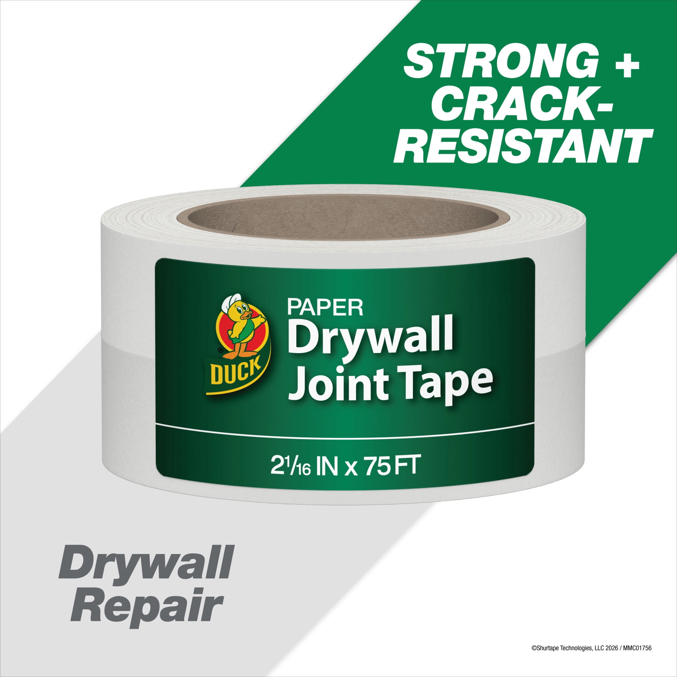 (3 pack) Duck Drywall All Purpose Non-adhesive Joint Paper Tape, 2.06 in. x 75 ft., White, New