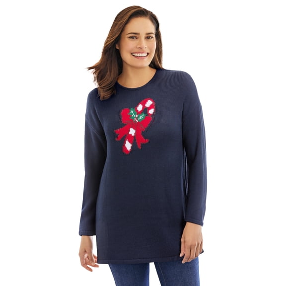 Woman Within Plus Size Holiday Motif Sweater