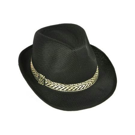 Childs Modern Black Mesh Fashion Fedora With Contrasting Hat Band