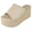 Beige, variant on Berness Women's Platform Wedge Slide Sandals – Open Toe Slip-On Flatform Mule Sandals, Comfortable Summer Shoes FLORA Hot Neon Pink Fuchsia 10
