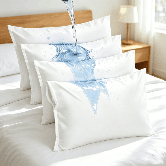 Kelnaro Waterproof Pillow Protectors, 4 Pack Quiet Queen Size Pillow Covers with Hidden Zipper, 20x30 Inches