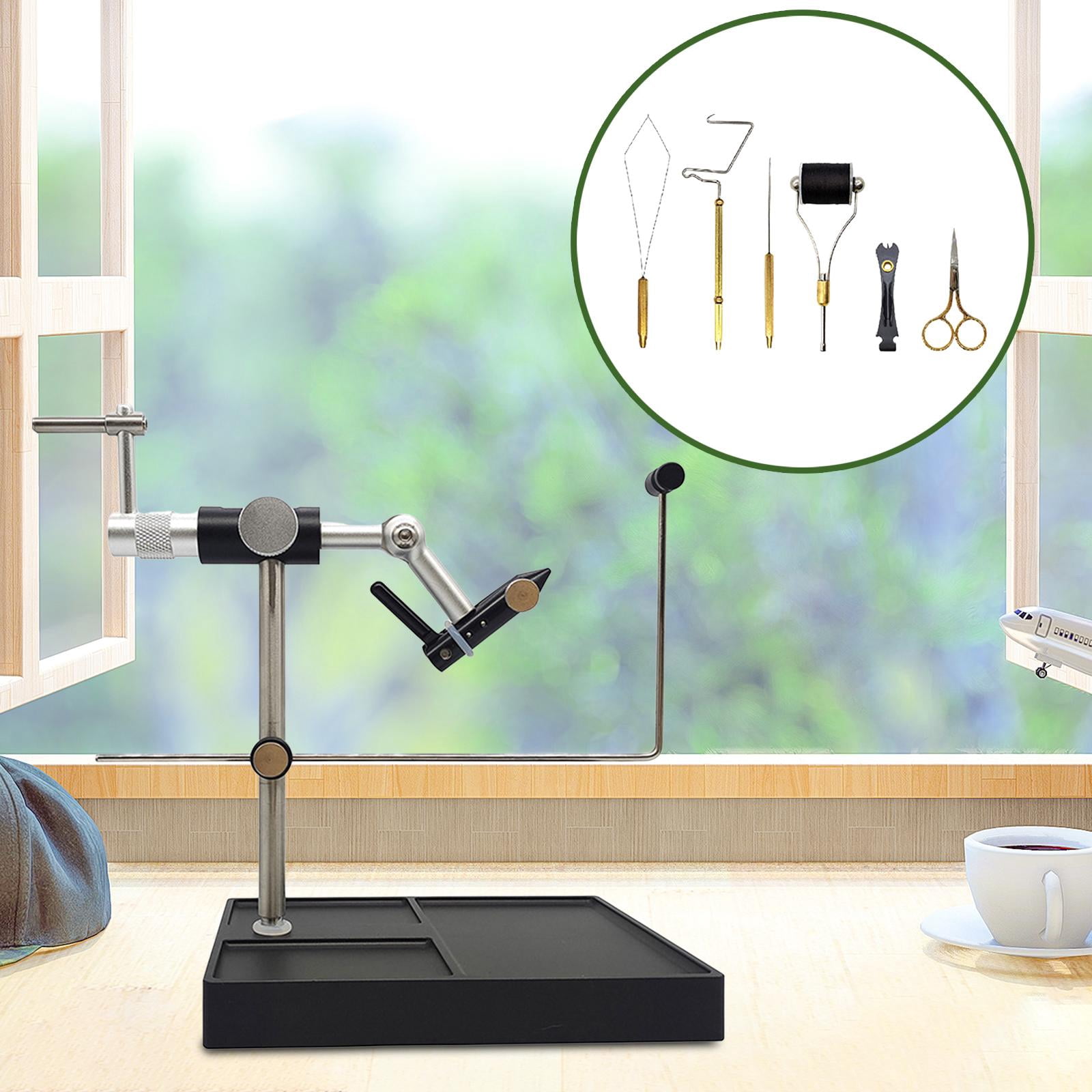 Wswqop Fly Tying Set, Fishing Fly Tieing Tools, Rotary Fly Tying Vise and Pedestal, Fly