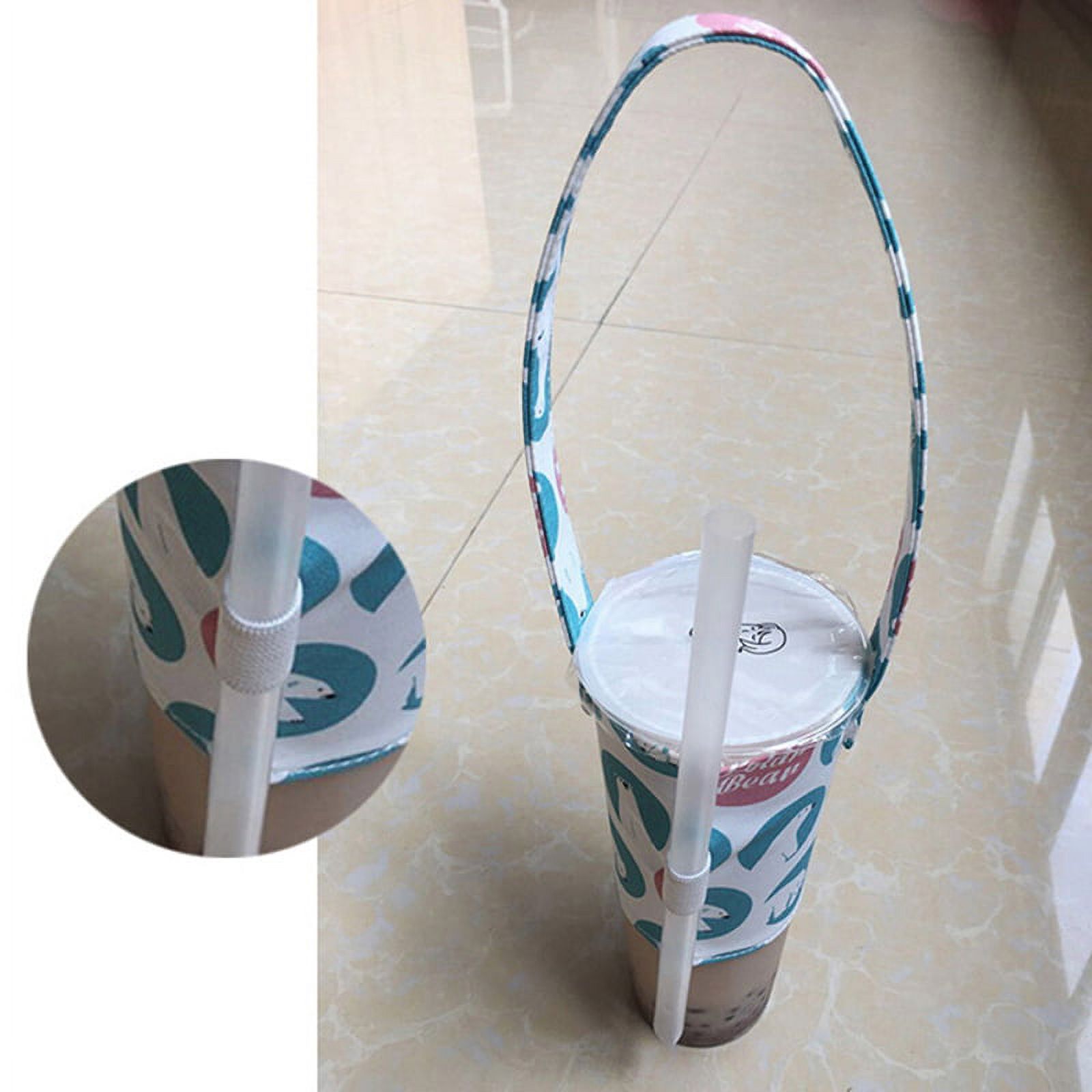 Portable Beverage Cup Foldable Holder Carrier, Tainada Reusable Drink Sleeve Handle Carry Strap for Coffee, Bubble Tea, Hot & Cold Drink with