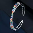 thumbnail image 5 of Adjustable Multicolored Gold Plated CZ Rainbow Open Cuff Bangle Fashion Jewelry, 5 of 9