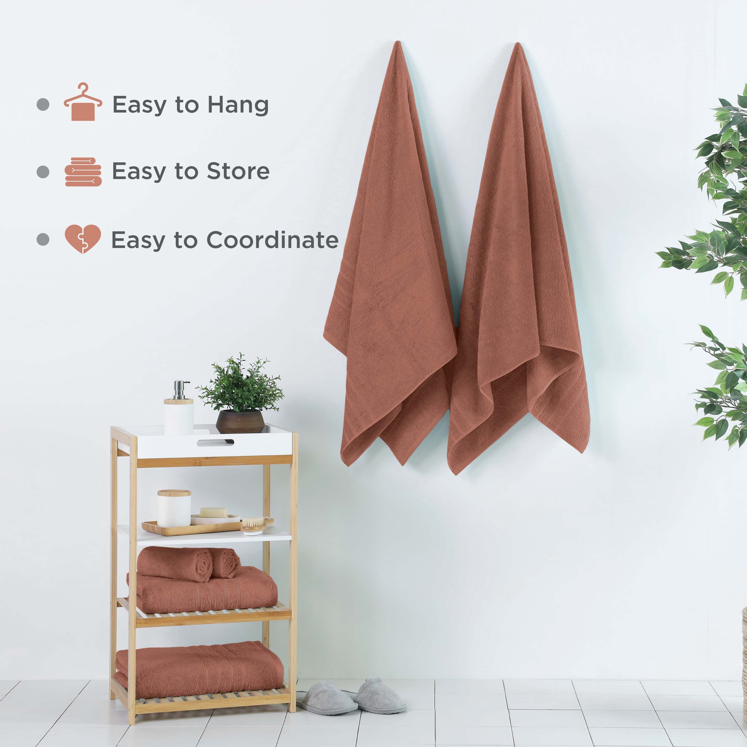 Martex 2-Pack Bath Sheet Set | 100% Cotton Extra Large 33" x 65" Towels | Terracotta