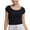 Black, variant on Liyamei Crop Tops For Girls Short Sleeve Shirt Girls Summer Tops Square Neck Slim Fit Tops Basic Tee Girls Crop Tops Size L/150