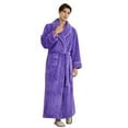 thumbnail image 2 of JTieacloth Mens Bathrobes Fleece Bathrobe Winter Warm Cozy Shawl Collar Long Sleeve Robe Soft Loungewear Kimono Spa Robe For Home(Purple,XXXL), 2 of 4