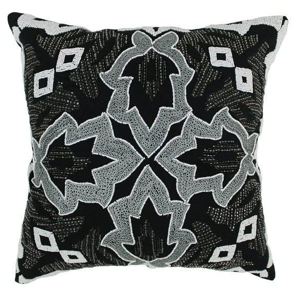 Blazing Needles 20 x 20 in. Symmetrical Floral Beaded Throw Pillow