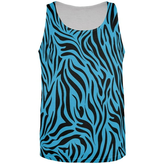 Zebra Print Sublimated Blue All Over Adult Tank Top - 2X-Large