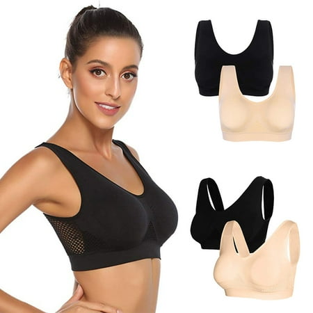 

QWANG Ladies 2PC Seamless Sport Yoga Bras-Anti-sagging Sport Padded Push up Sleep Bras