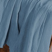 ZunFeo Womens Linen Midi Skirt Elastic Waist Blue - Flowy Swing A-Line Crinkle Texture Summer Casual Skirt for Women, Machine Washable, Boho Chic,Size Free Size