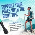 thumbnail image 3 of TrailBuddy Walking Stick Tips - Pack of 6 Replacement Rubber Cane Tips Fit Most Trekking & Hiking Poles w/Shock Absorption, Grip & Traction Protectors - 11mm Diameter, 3 of 9