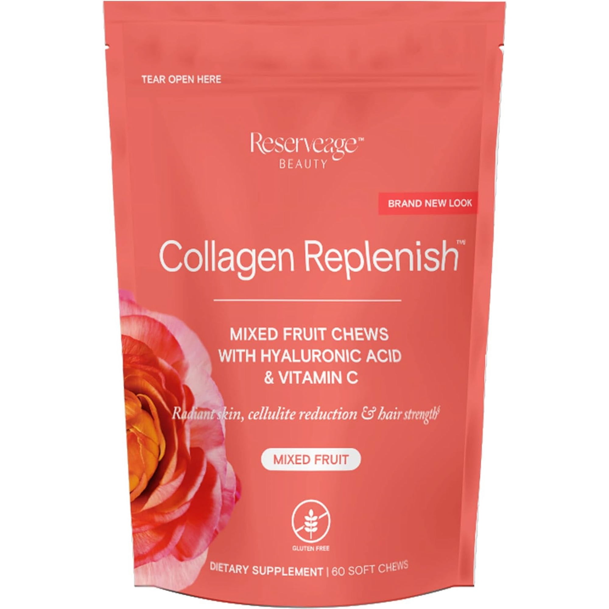 Reserveage Beauty, Collagen Replenish Chews, Supplement for Skin Care and Hair Growth, Supports Collagen and Elastin, Nail Care Supplement, 60 Soft Chews (20 Servings)