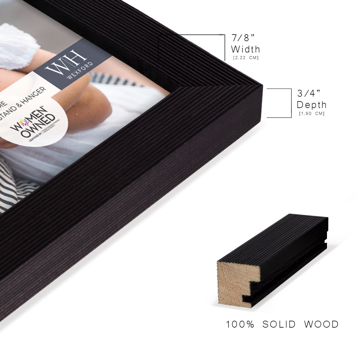 Premium Ebony Solid Wood Picture Frame, 11" x 14"