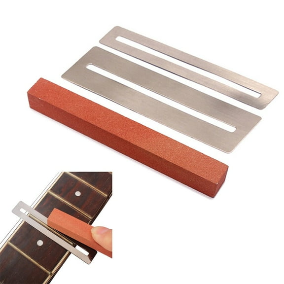 SEWOART Guitar Fret Polishing Kit Includes Sanding Stone Fret Leveling Beam and Durable Shims for DIY Guitar Fretboard Maintenance
