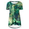 thumbnail image 5 of Women Short Sleeve Christmas gift Trendy Lining Thin section Durable Fashion Sets Leisure Printed Loose Loose Fitting Short Sleeve Green Sexy Lining Size 2XL, 5 of 5