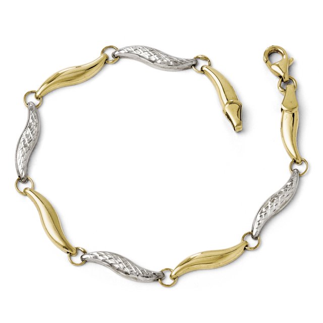 Leslie's 10K w/Rhodium D/C Bracelet (Weight: 2.77 Grams, Length: 7 Inches)