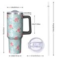 thumbnail image 2 of 40oz Pioneer Flower Floral Print Pattern Insulated Tumbler with Handle, BPA-Free Leak Proof Lid and Straws, Double Wall Vacuum, Hot 12h/Cold 34h, 2 of 6