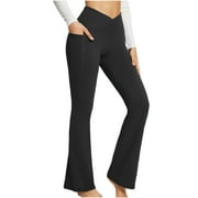 BVnarty Leggings for Women High Waist Workout Exercise Capris with Pocket Fashion Fall Winter Long Trousers Solid Color Comfy Lounge Casual Black M