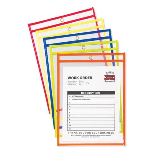 Stitched Shop Ticket Holders, Neon, Assorted 5 Colors, 75 Stitched Shop Ticket Holders, Neon, Assorted 5 Colors, 75