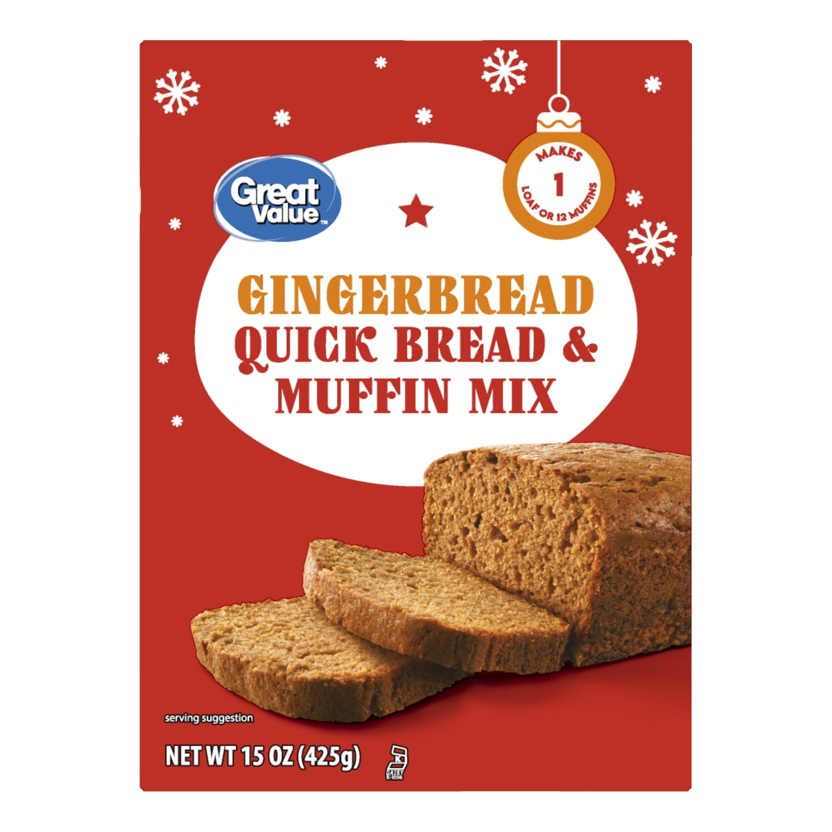 Great Value Holiday Gingerbread Muffin & Quick Bread Mix, 15 oz