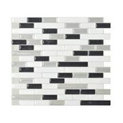Mosaik Self Adhesive 10.25" x 9.13" Wall Tile in Black and white, Backsplash Tile, Irregular