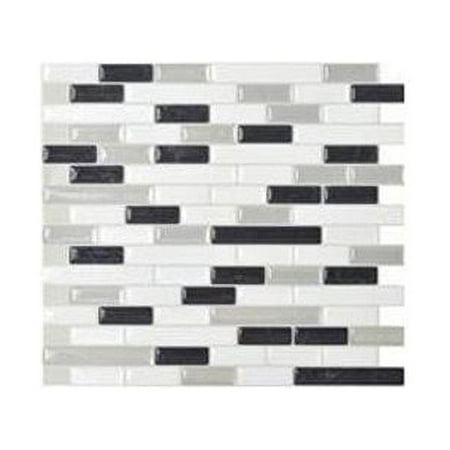 Mosaik Self Adhesive 10.25" x 9.13" Wall Tile in Black and white, Backsplash Tile, Irregular