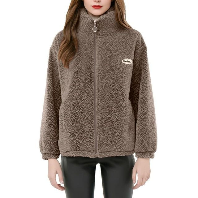 Veste Imperméable pour Femmes, Veste d'Hiver Épaissie Décontractée à Col Montant Chaude