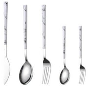 Mobutofu 5Pcs Tableware Set Stainless Steel Homey Style For Family Dining 11.0In