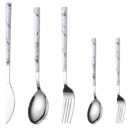 

NUOLUX 5Pcs Luxury Stainless Steel Tableware Set Dining Set Knives Forks Spoons