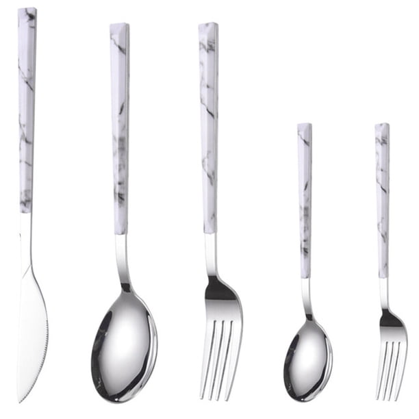 GOOHOCHY Juego de 5 cuchillos, tenedores y cucharas de acero inoxidable.